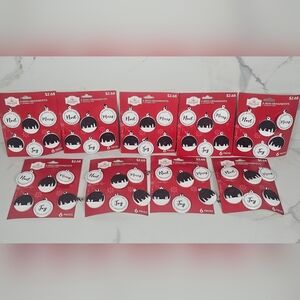 Christmas Mini Round Wooden Ornaments 54ct Holiday Time [9-Pack]